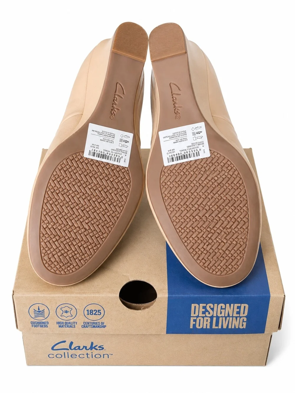 Clarks Collection Nude Patent Leather Wedge Pumps Womens 7-11 NIB Comfort